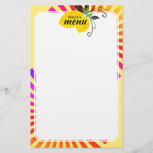 Lemon branch groovy rays menu letterhead (Front)