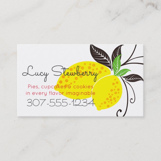 lemon branch home baking bakery business cards (Front)