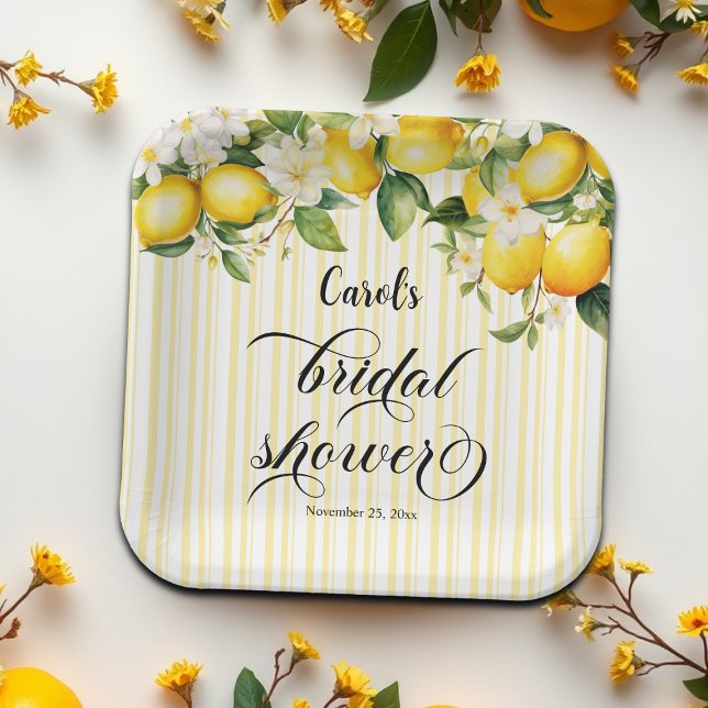 Lemon Branch Mediterranean Summer Bridal Shower Paper Plate (Creator Uploaded)