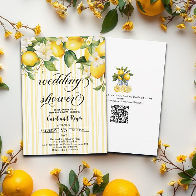 Lemon Branch Mediterranean Summer Wedding Shower Invitation (Creator Uploaded)
