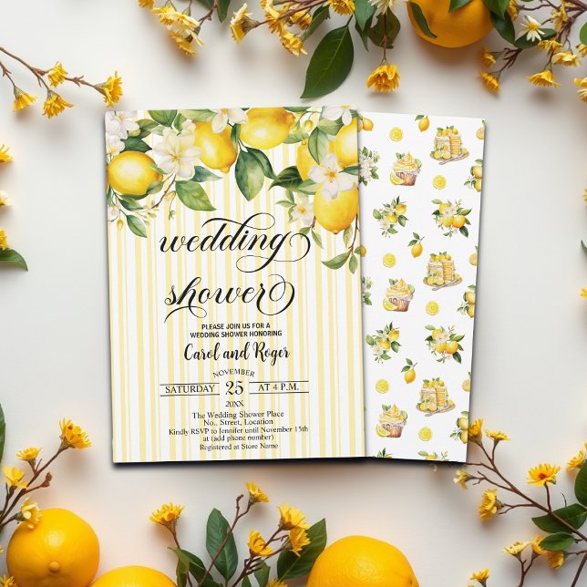 Lemon Branch Mediterranean Summer Wedding Shower Invitation (Creator Uploaded)