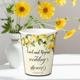 Lemon Branch Mediterranean Summer Wedding Shower Paper Cups