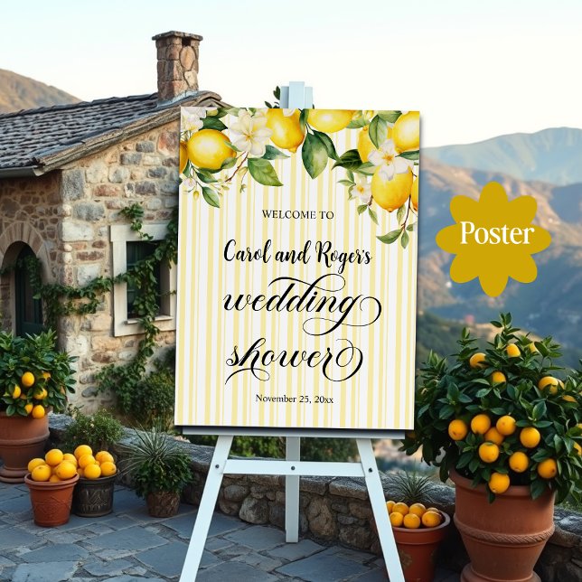 Lemon Branch Mediterranean Summer Wedding Shower Poster (Creator Uploaded)