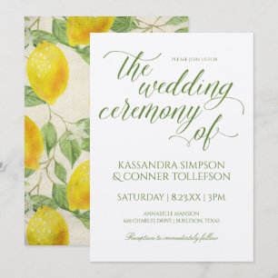 Lemon Branch Wedding Invitations Vintage Yellow