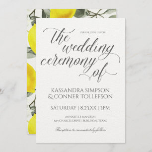 Lemon Branch Wedding Invitations Vintage Yellow