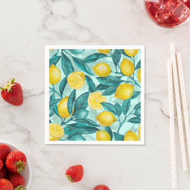 Lemon branches in blue and yellow napkin (Insitu)