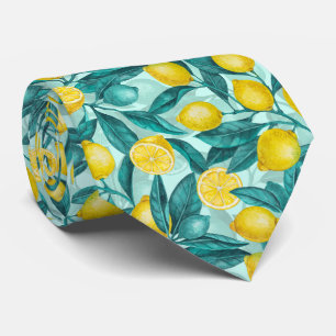 Lemon branches in blue and yellow tie