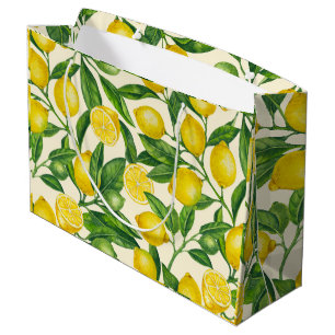 Lemon branches in green and yellow large gift bag