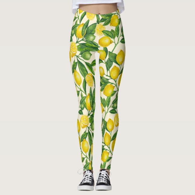 Lemon branches in green and yellow leggings (Front)
