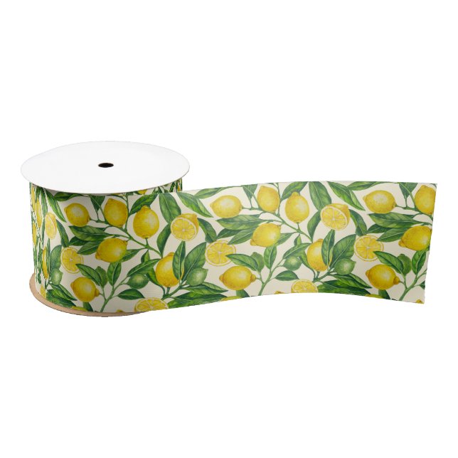 Lemon branches in green and yellow satin ribbon (Spool)