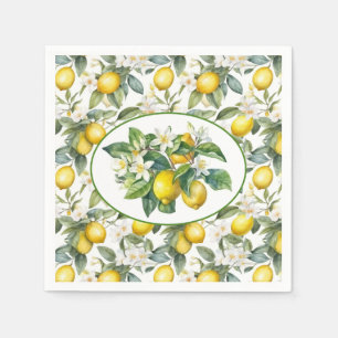 Lemon Branches Watercolor Napkin