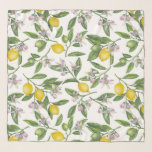 Lemon branches with blossoms and fruit on white scarf<br><div class="desc">Hand-painted watercolor pattern with lemon branches with blossoms and fruit</div>