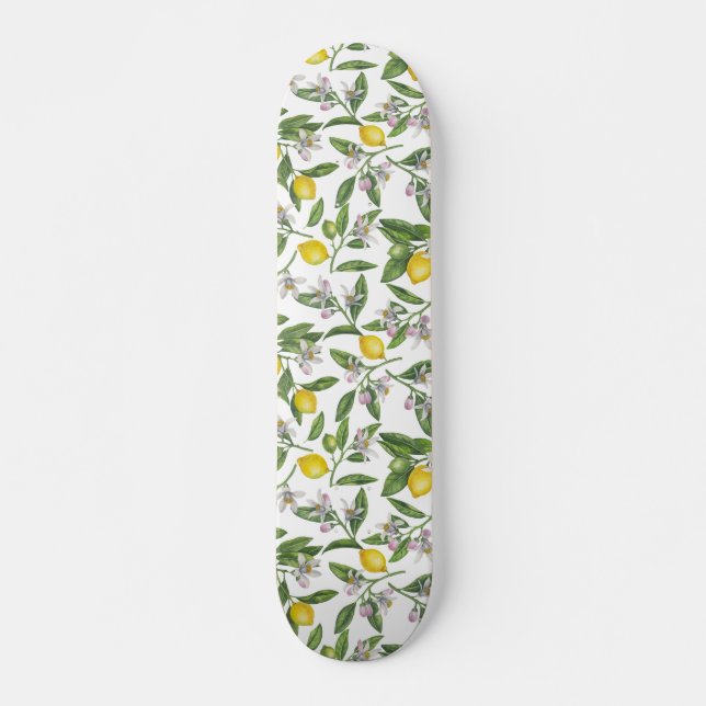 Lemon branches with blossoms and fruit skateboard (Front)