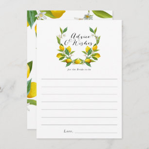 Lemon Bridal Shower advice and wishes cards