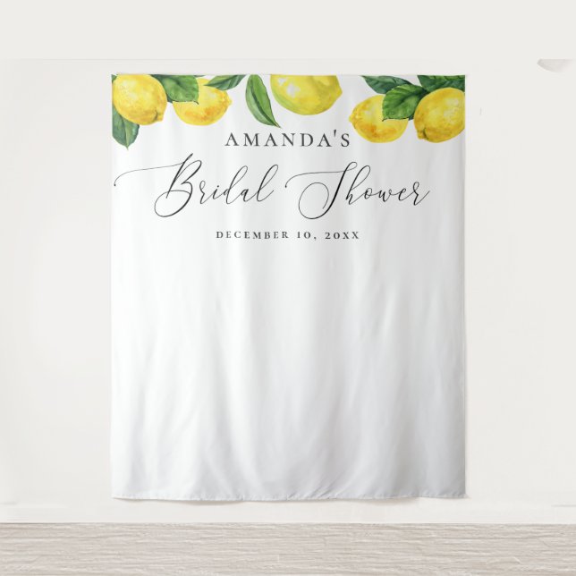 Lemon Bridal Shower Backdrop | Watercolor Citrus  Tapestry (Front)
