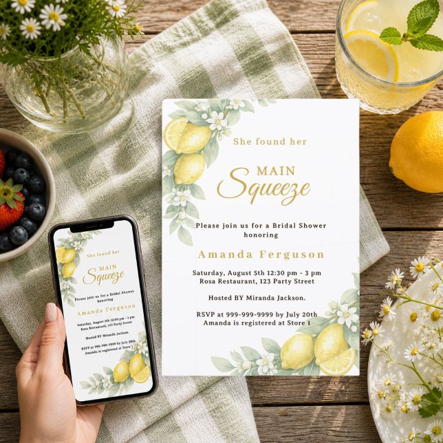 Lemon Bridal Shower citrus summer party Invitation (Creator Uploaded)