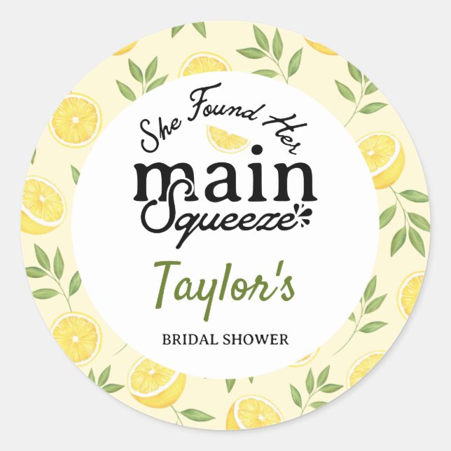 Lemon Bridal Shower  Classic Round Sticker (Front)