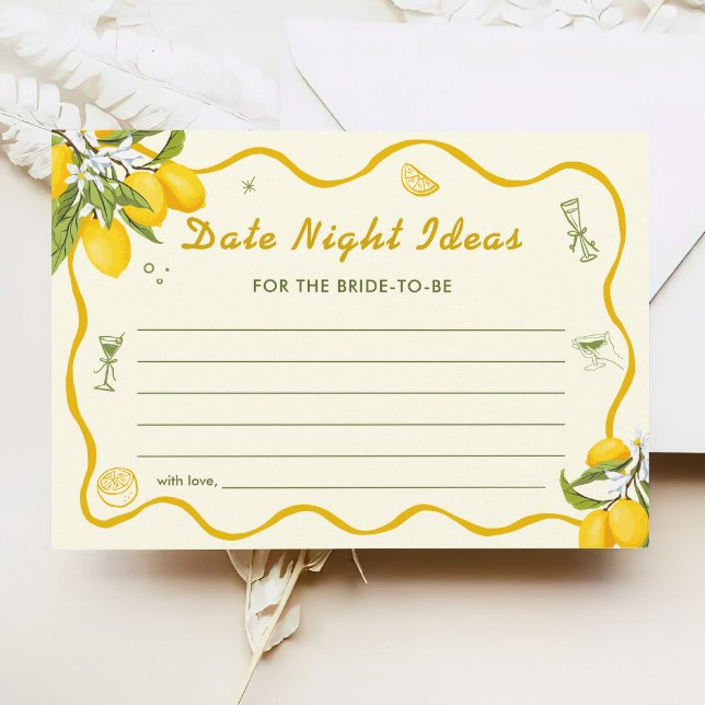 Lemon Bridal Shower Date Night Ideas Cards (Creator Uploaded)