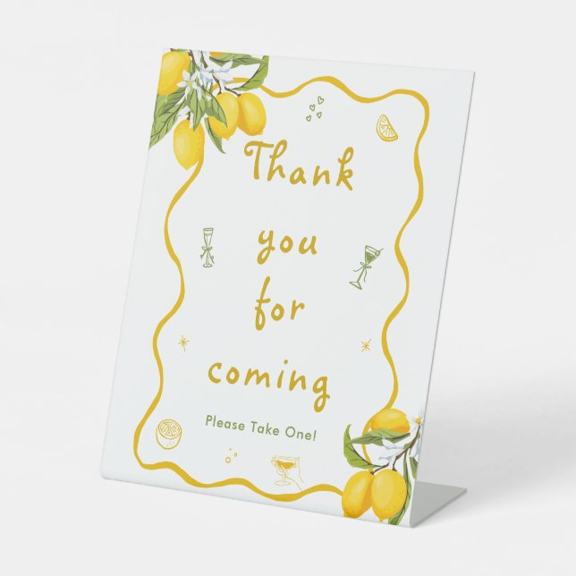 Lemon Bridal Shower Favour Pedestal Sign (Front)