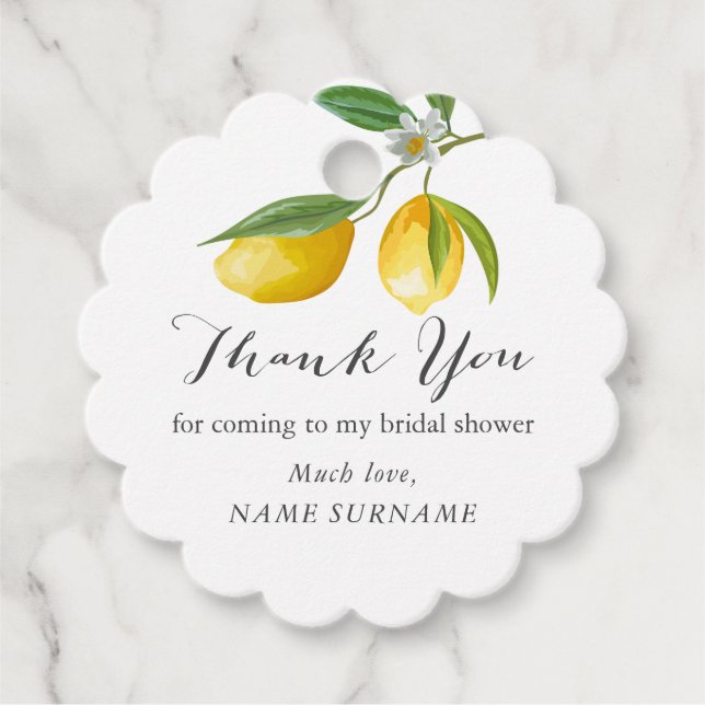 Lemon Bridal shower Favour Tags (Front)