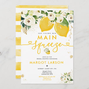 Lemon Bridal Shower Floral Lemon Main Squeeze Invitation