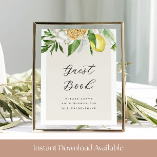 Lemon Bridal Shower Guest Book Sign Printable