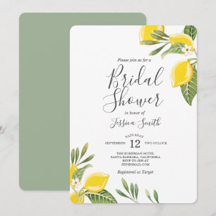 Lemon Bridal Shower Invitation Bohemian Citrus