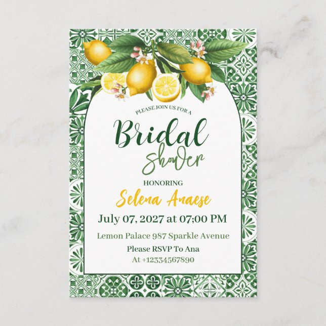 Lemon Bridal Shower Invitation Card (Front)