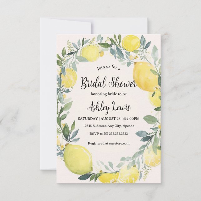 Lemon Bridal shower invitation Lemon shower (Front)