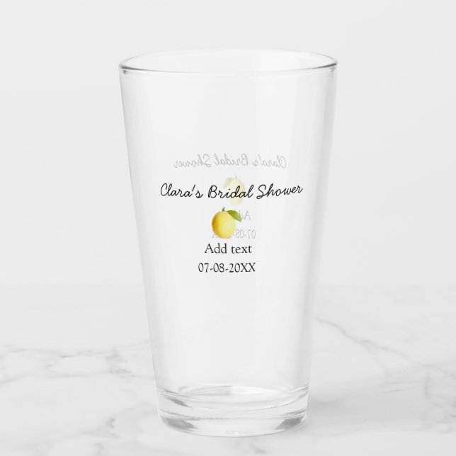 Lemon bridal shower modern simple minimal rustic b glass (Front)