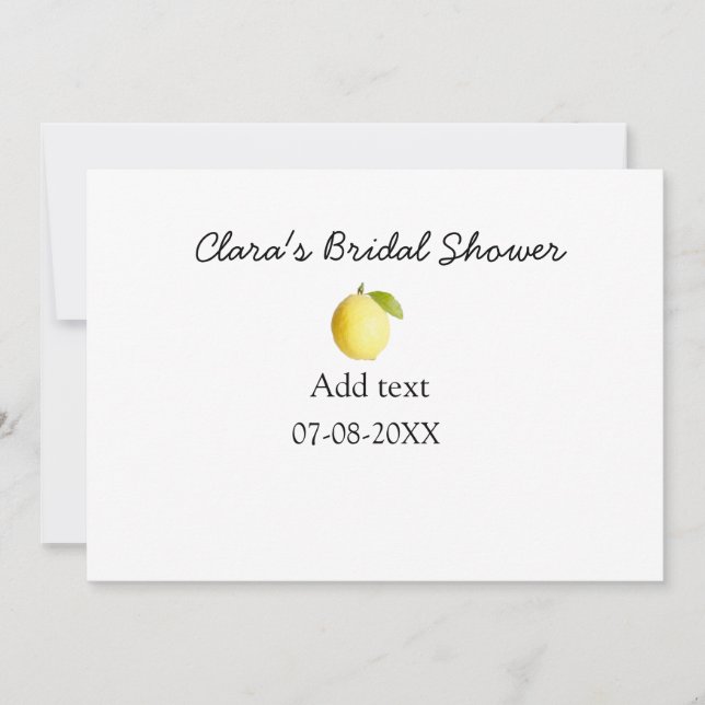 Lemon bridal shower modern simple minimal rustic b invitation (Front)