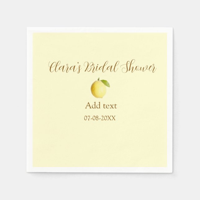 Lemon bridal shower modern simple minimal rustic b napkin (Front)
