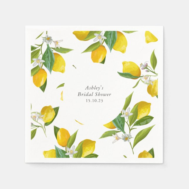 Lemon bridal shower personalised party napkin (Front)