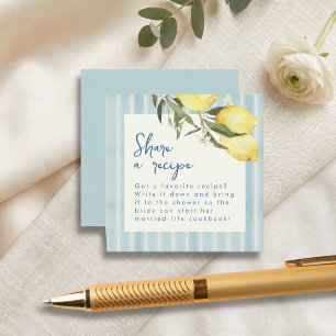 Lemon Bridal Shower Recipe Request Enclosure Card