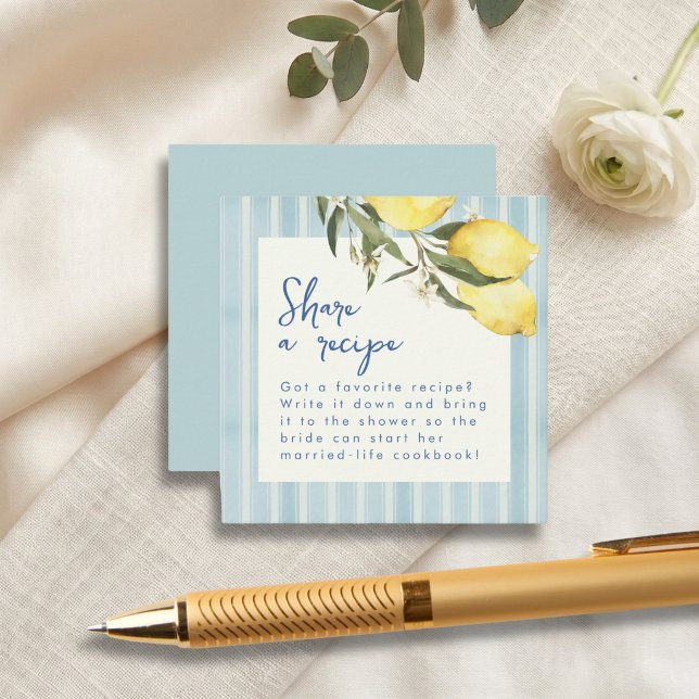 Lemon Bridal Shower Recipe Request Enclosure Card (Creator Uploaded)