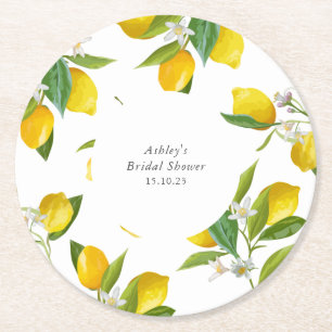 Lemon bridal shower  round paper coaster