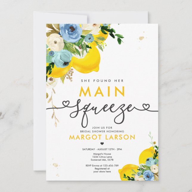Lemon Bridal Shower She Found Her Main Squeeze Invitation (Front)