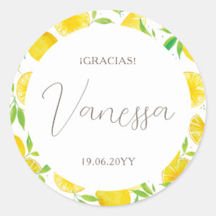 Lemon Bridal Shower Thank You Classic Round Sticker