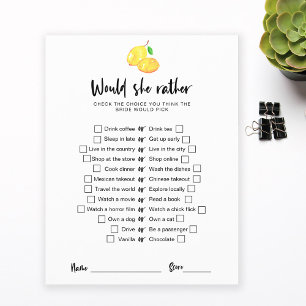 Lemon Bridal Shower Would she rather game Script