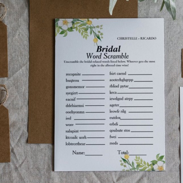 Lemon Bridal word scramble bridal shower game card (Creator Uploaded)
