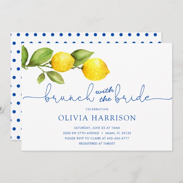 Lemon Brunch with the Bride Shower Invitation (Front/Back)