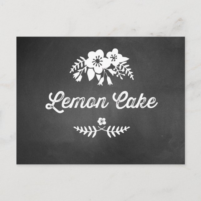 Lemon Cake Dessert Table Sign Chalkboard Postcard (Front)