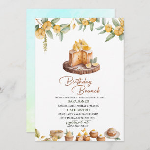 Lemon Cakes Watercolor Birthday Brunch Invitation