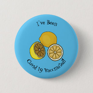 Lemon cartoon illustration 6 cm round badge