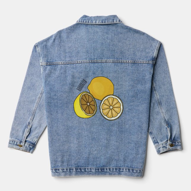 Lemon cartoon illustration denim jacket (Back)