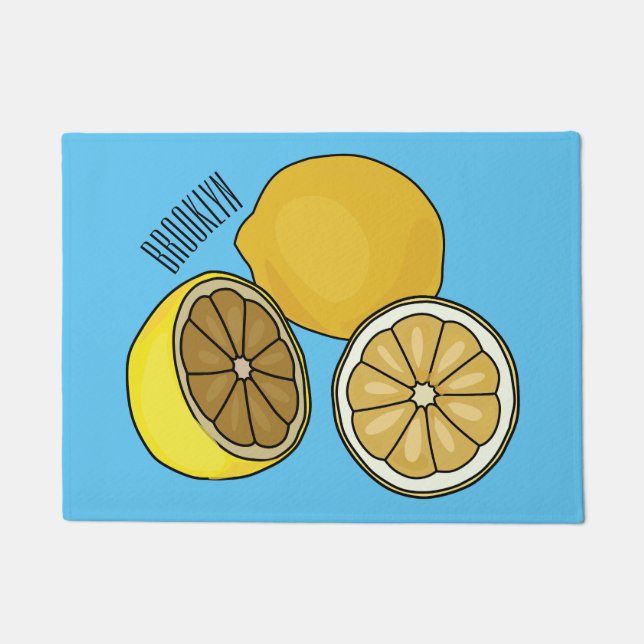 Lemon cartoon illustration doormat (Front)
