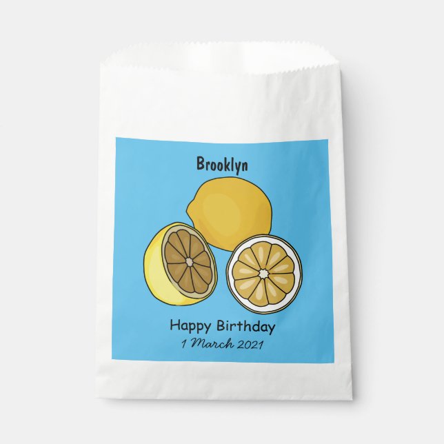 Lemon cartoon illustration favour bags (Front)