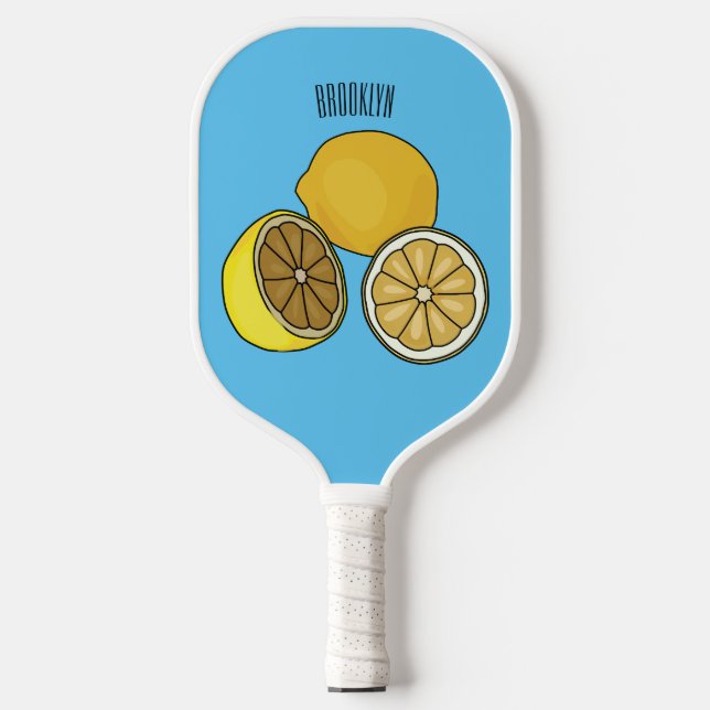 Lemon cartoon illustration pickleball paddle (Front)