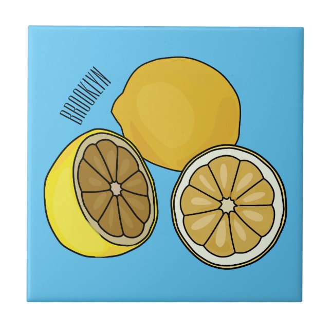 Lemon cartoon illustration tile (Front)