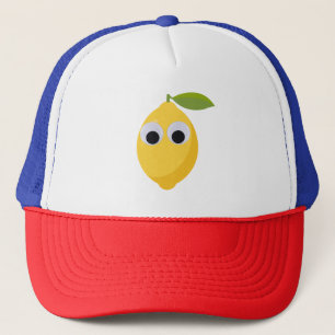 Lemon Character, sweet fruit with googly eyes Trucker Hat
